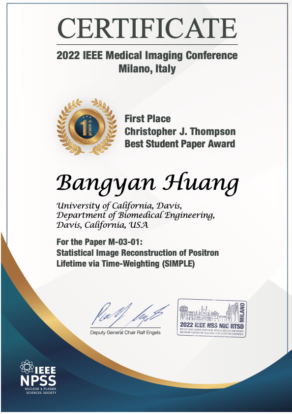Congratulations to Bangyan for winning the Best Student Paper Award